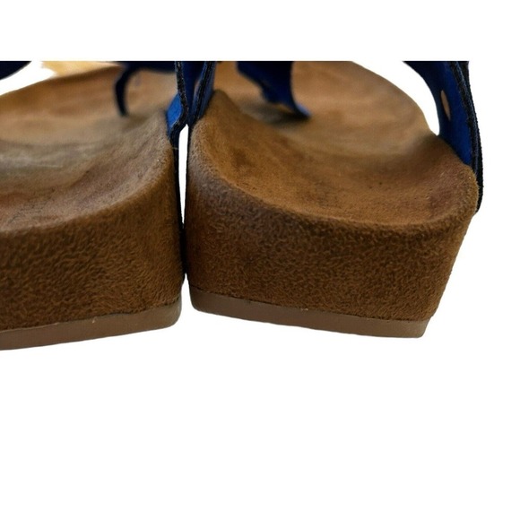 Tihoo Suede Casual Comfort Buckle Thong Sandals Royal Blue Size 6 - Picture 7 of 16
